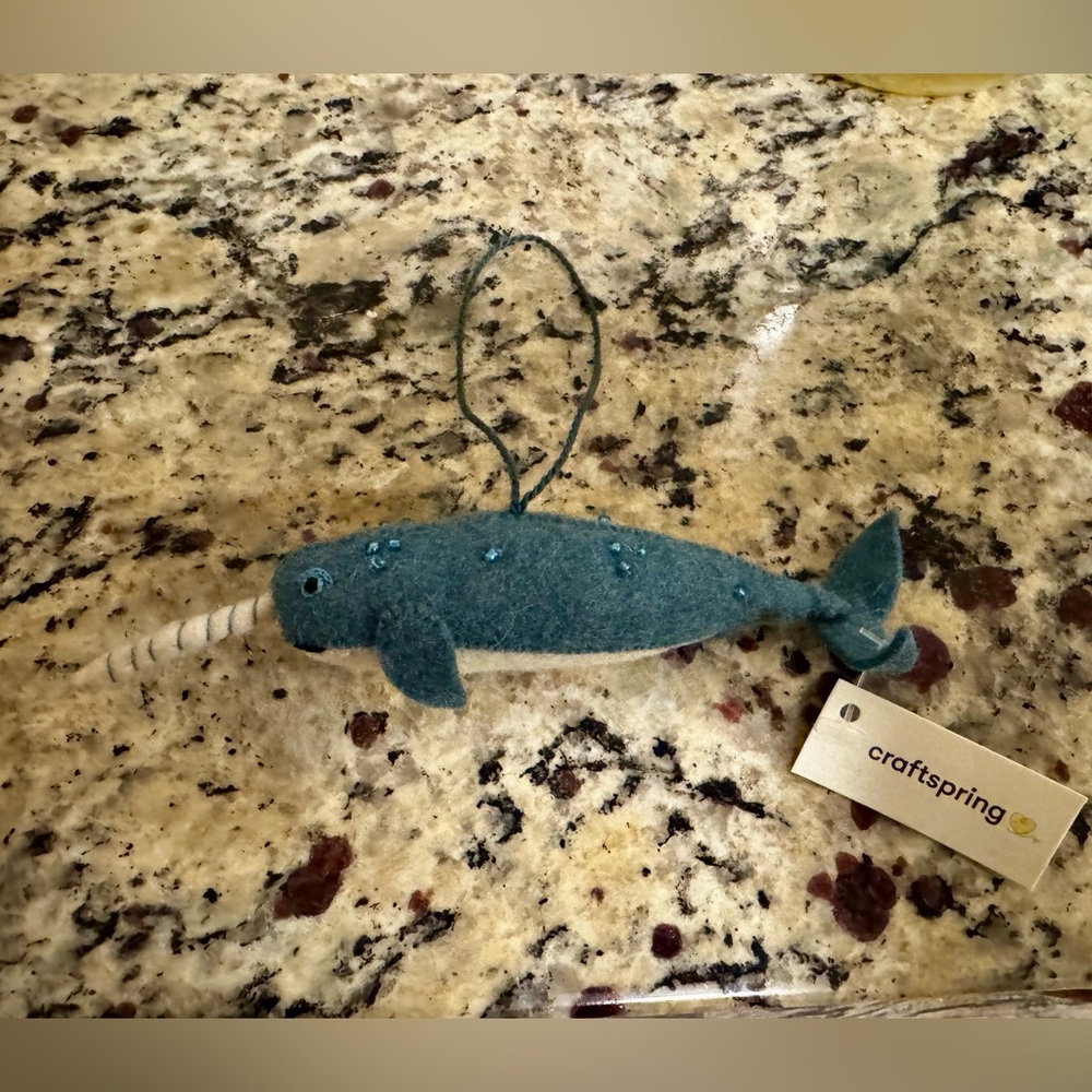CraftSpring Felt baby Narwhal ornament